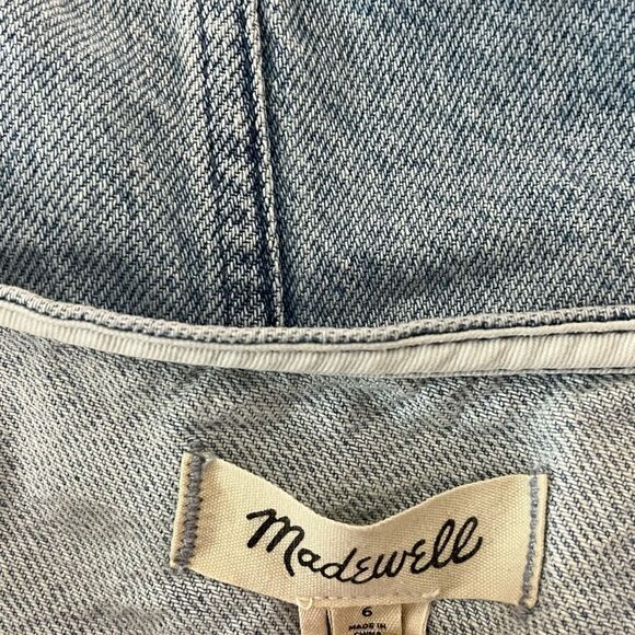 Madewell Eldamere Wash Blue Cotton-Hemp Denim Katrina Crop Vest Top Women's 6 - Picture 6 of 7